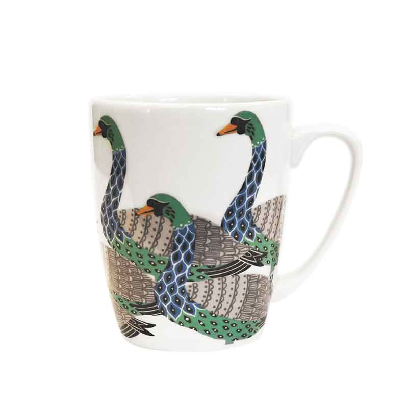 Paradise Birds Swans Oak Mug