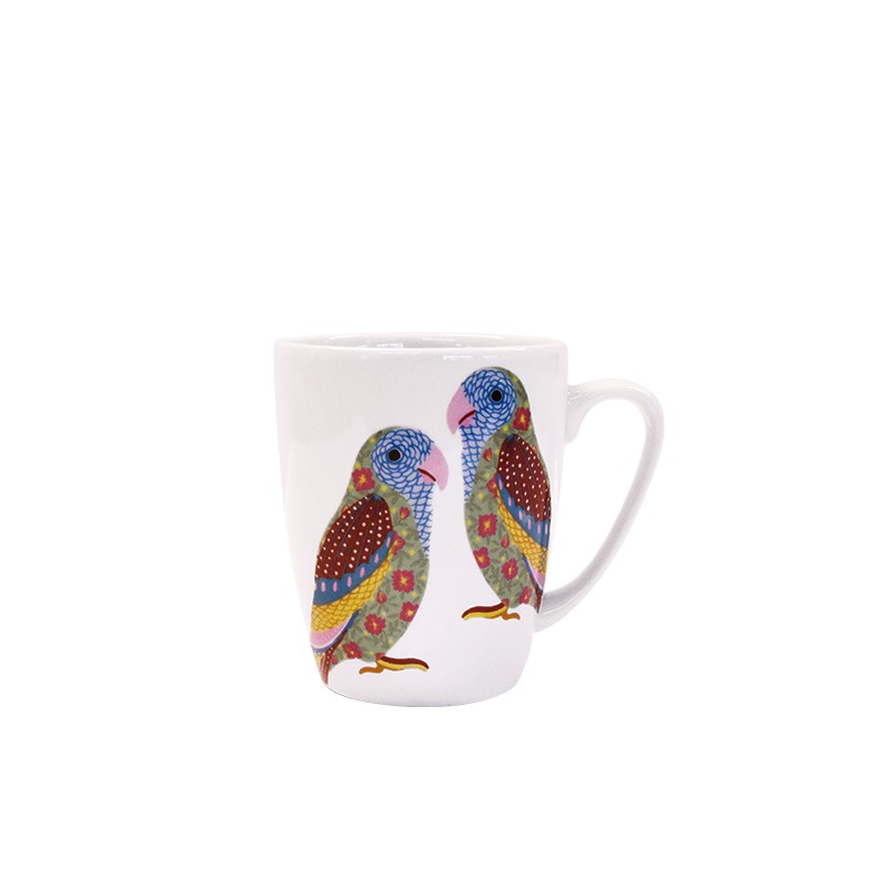 Paradise Birds Love Birds Oak Mug